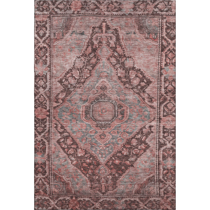 10' X 14' Oriental Washable Area Rug With UV Protection (700553) - Rust / Gray