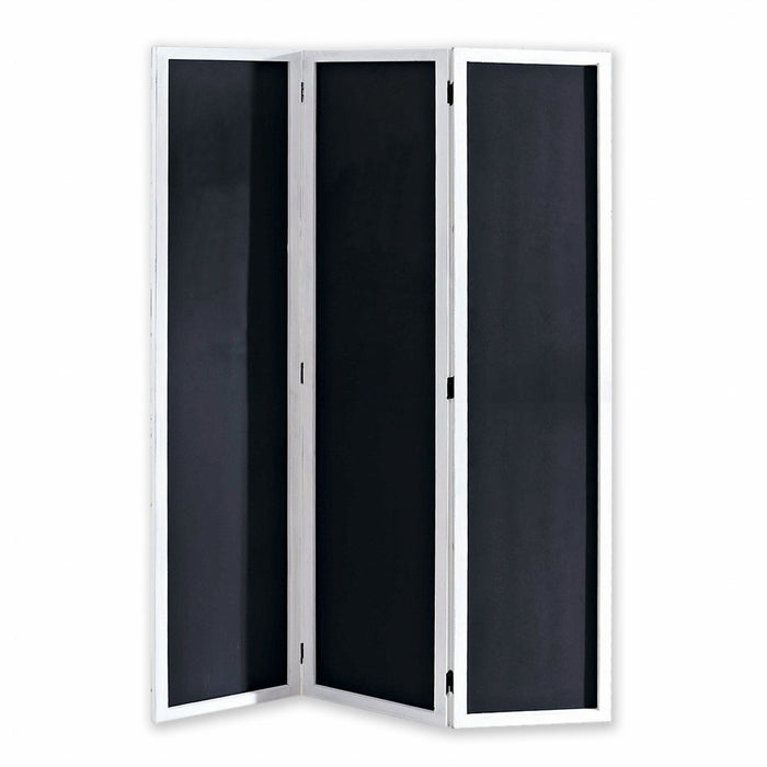 Chalkboard Wood Folding Three Panel Screen Room Divider - Black And White