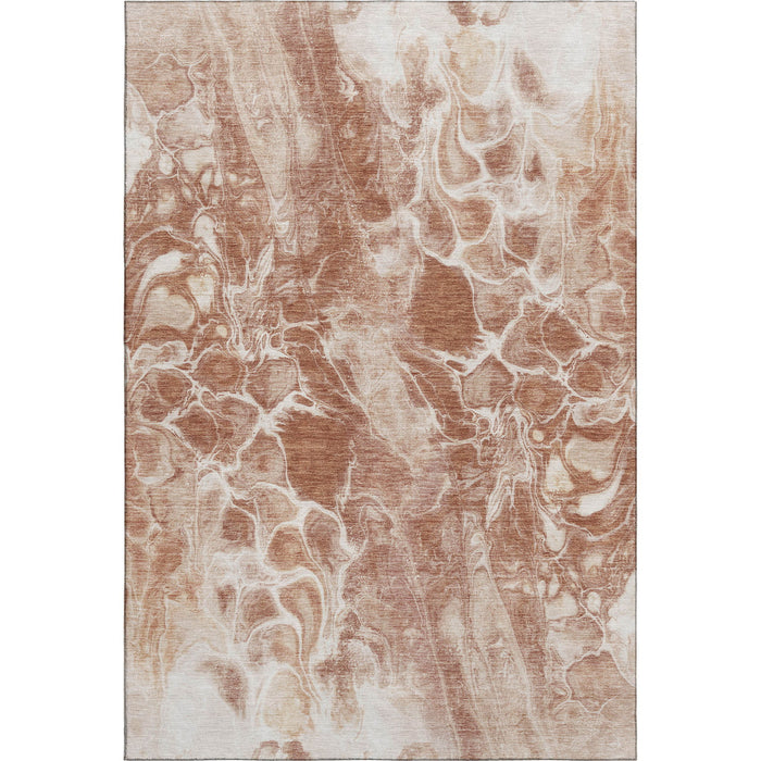 10' X 14' Abstract Washable Area Rug With UV Protection (708613) - Terra Cotta / Ivory