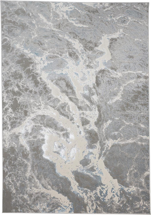 13' x 20' Abstract Polyester Area Rug - Gray And Ivory