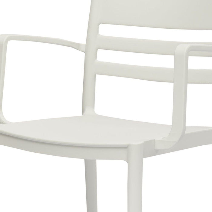 Partially Open Back Dining Arm Chairs Heavy Duty Plastic (Set of 4) - White