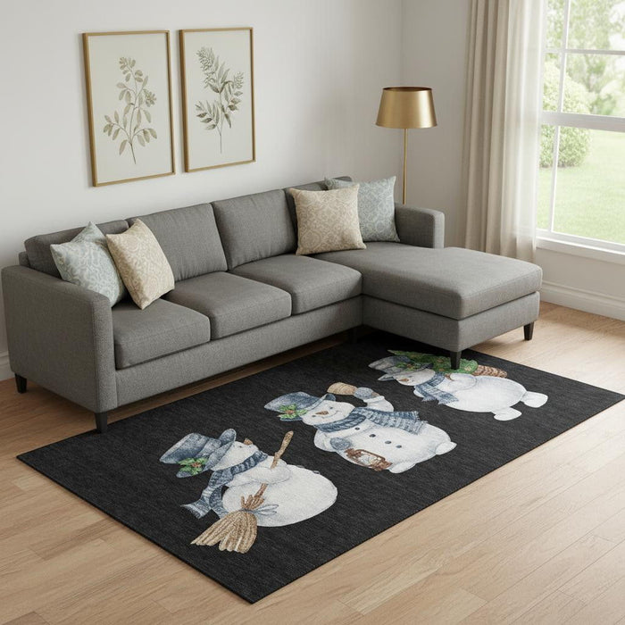 10' X 14' Geometric Washable Area Rug With UV Protection (702395) - Black / Blue / Brown
