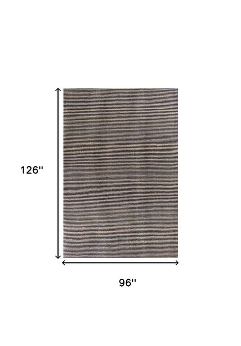 8' x 11' Indoor Area Rug - Blue Hand Woven Wool And Jute