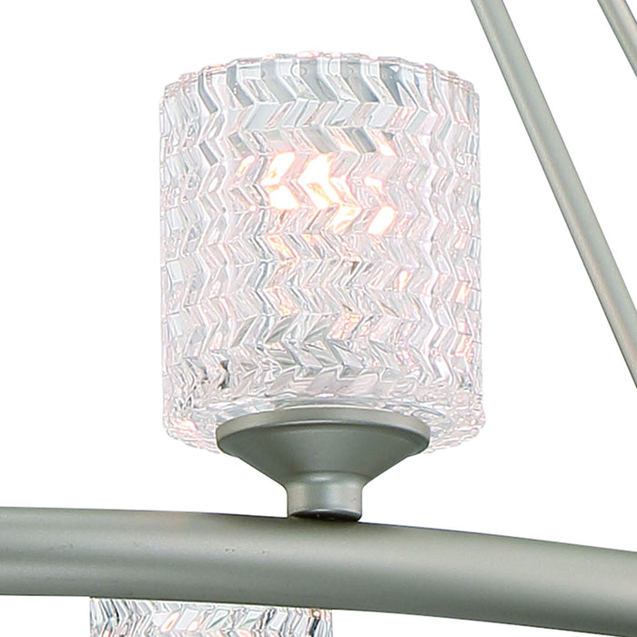 Shaded Ten Light Metal Dimmable Chandelier With Shades - Silver