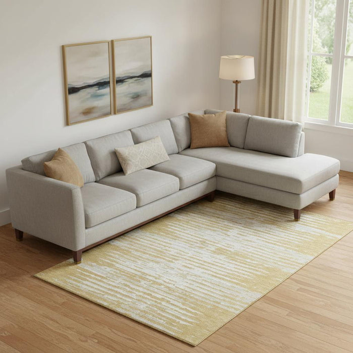 10' X 14' Striped Washable Area Rug With UV Protection (670549) - Gold / Ivory