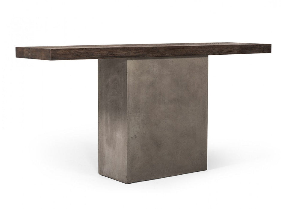 Solid Wood Pedestal Console Table - Brown And Gray