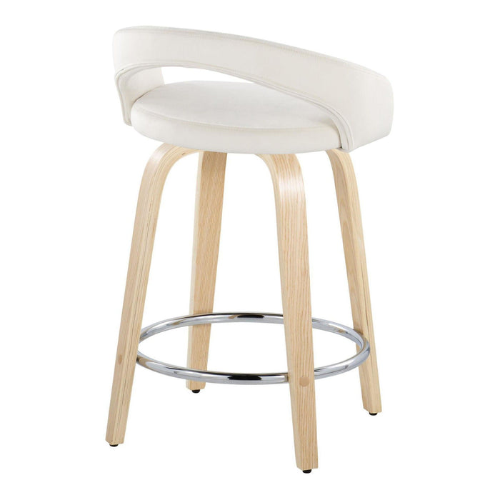 Grotto - 30.5" Upholstered Fixed-Height Counter Stool (Set of 2) - Natural Wood Base