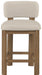 Set of two Meridian Furniture Paloma faux leather counter stools with brown frames, showcasing upholstered seats and sleek design.