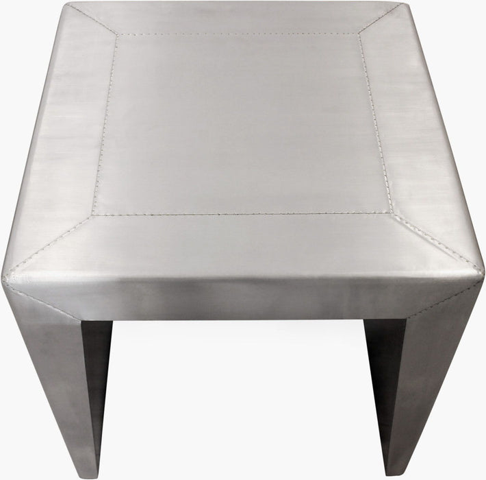 24" Aluminum And Solid Wood Square Sled End Table - Silver