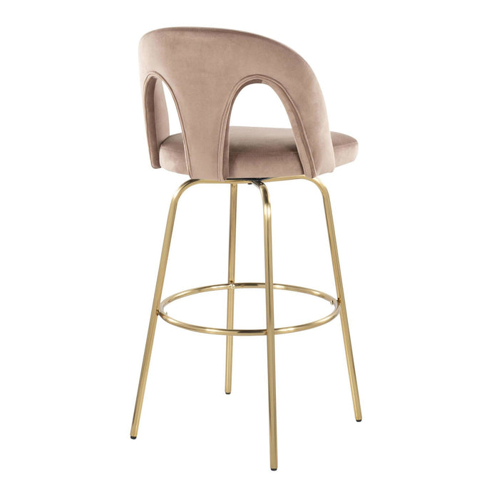 Ava - Upholstered Fixed-Height Barstool (Set of 2) - Gold Base