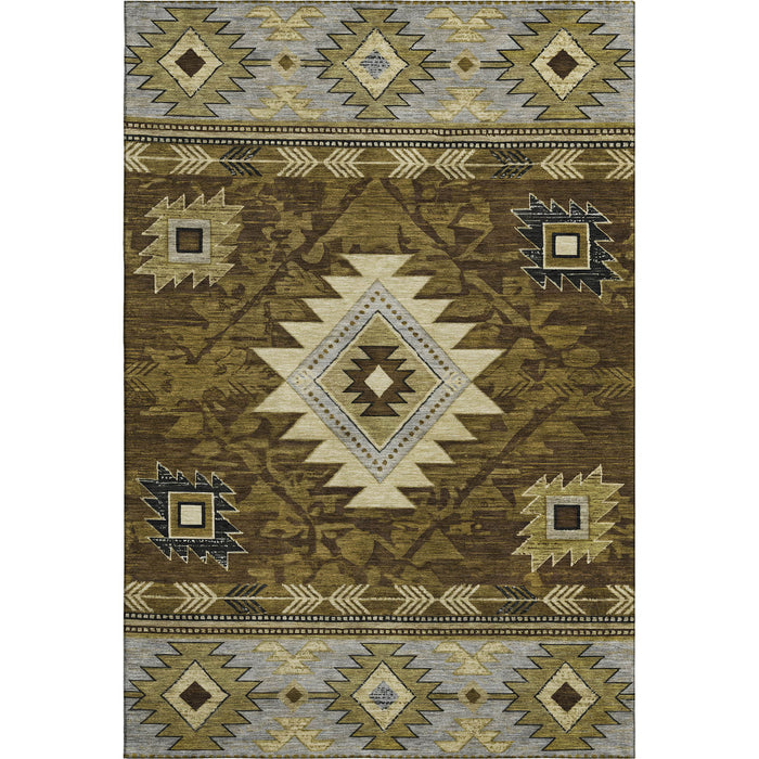 10' X 14' Geometric Washable Area Rug With UV Protection (700241) - Brown / Beige / Charcoal