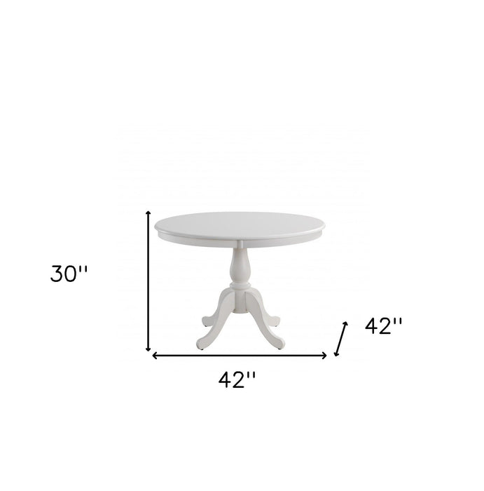 42" Rounded Solid Manufactured Wood And Solid Wood Pedestal Base Dining Table - White
