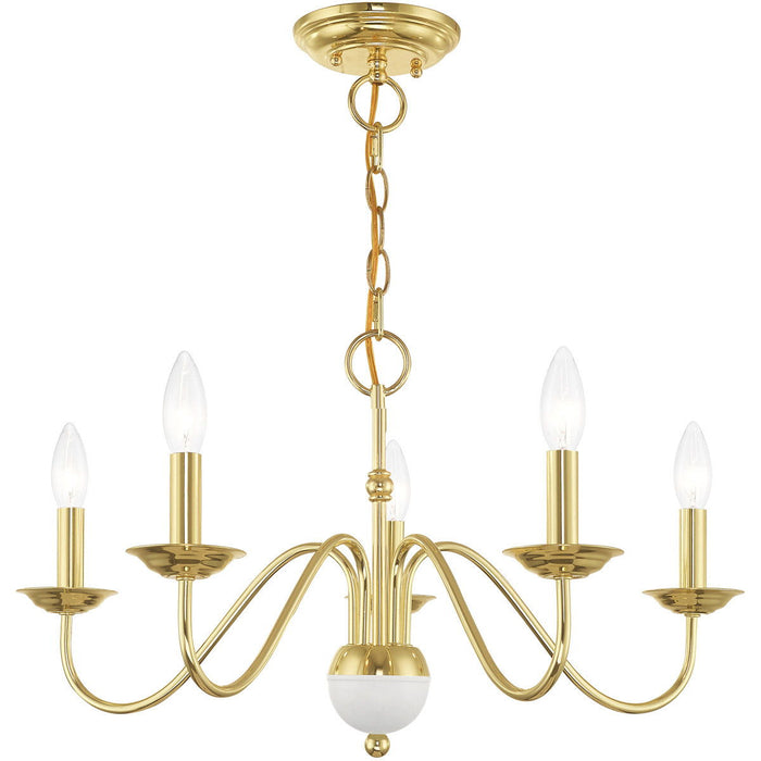 13" Five Light Dimmable Chandelier With Shades - Brass