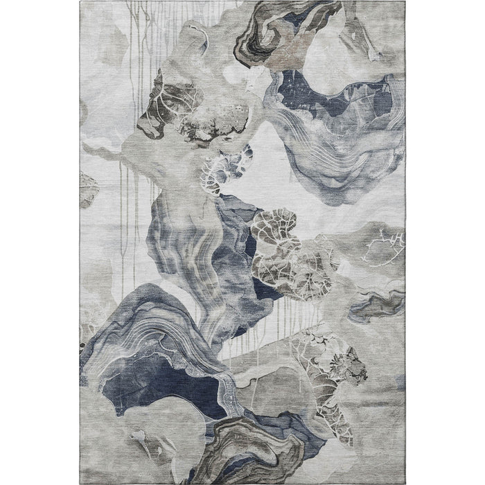10' X 14' Abstract Washable Area Rug With UV Protection (697338) - Ivory / Gray / Charcoal