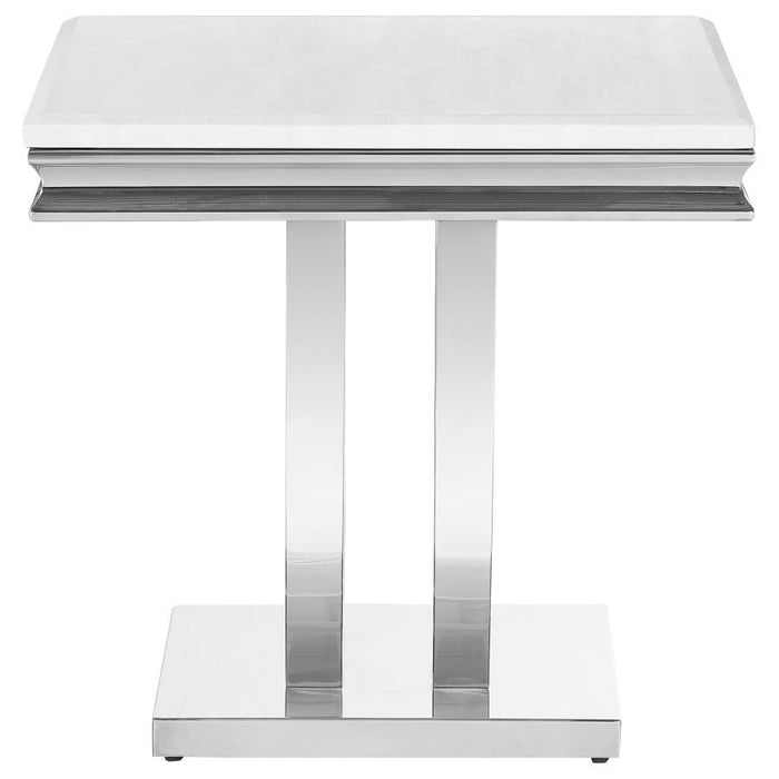 Kerwin - U-Base Square End Table - White And Chrome