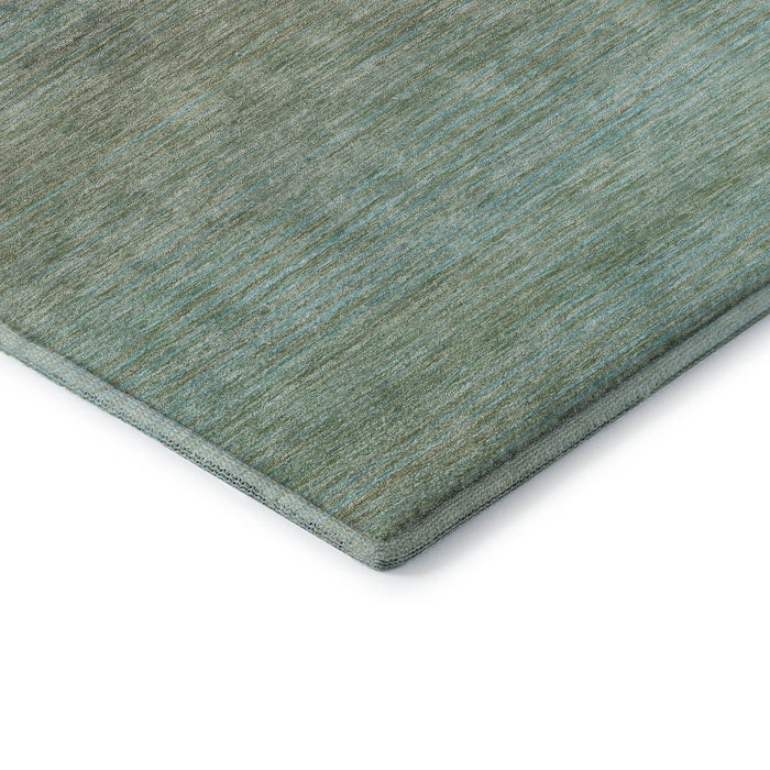 10' X 14' Striped Washable Area Rug With UV Protection (692793) - Teal / Taupe