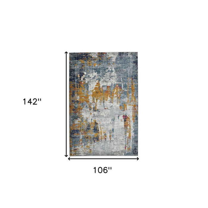 8.8' x 11.8' Abstract Power Loom Area Rug - Blue And Orange