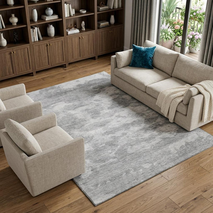 10' X 14' Abstract Washable Area Rug With UV Protection (693444) - Silver / Gray