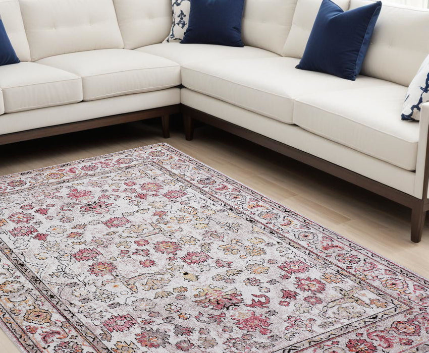 10' x 13' Floral Area Rug - Pink And Ivory