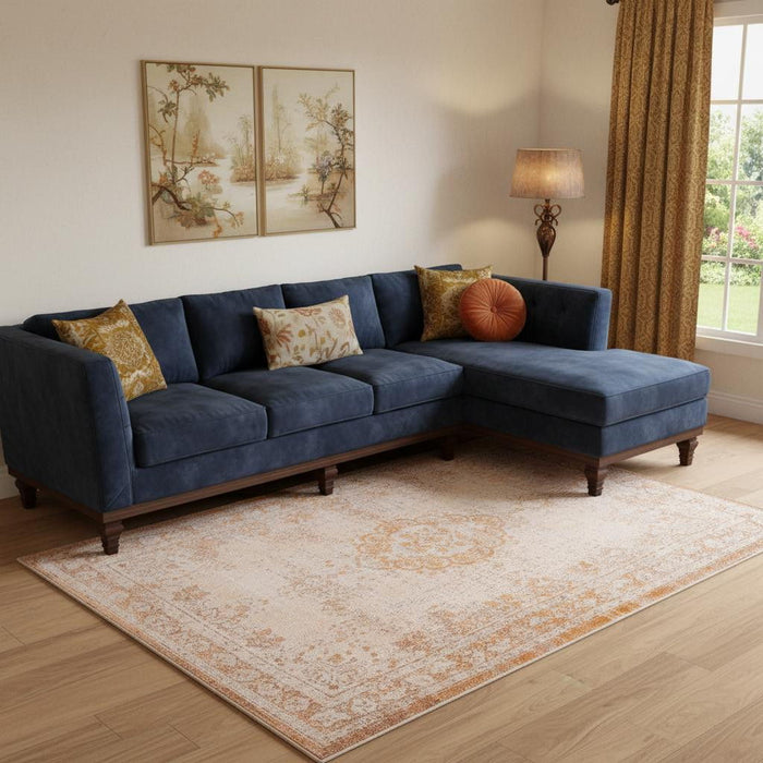 9' X 13' Medallion Washable Area Rug (548591) - Orange / White