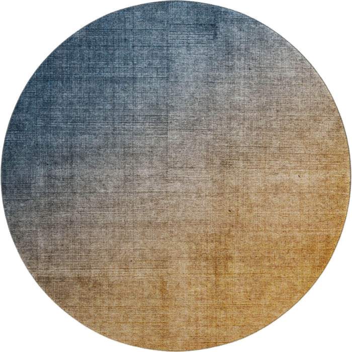 8' Ombre Washable Round Rug With UV Protection (649675) - Navy Blue / Orange