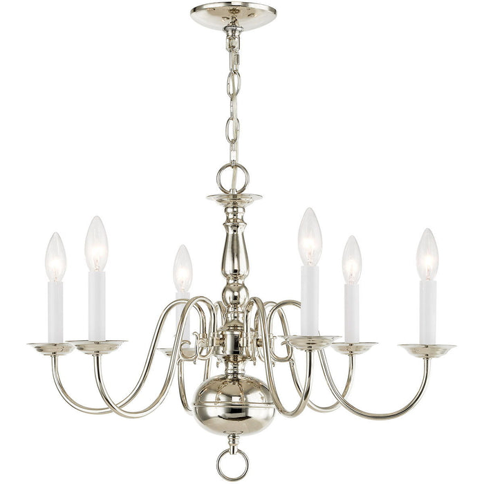 18'' Six Light Dimmable Chandelier With Shades - Nickel