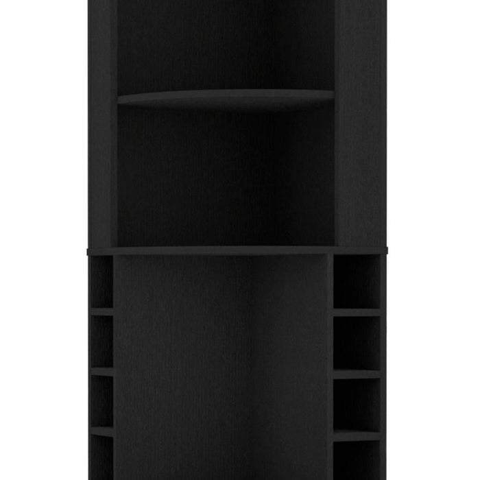 71'' Wood Corner Bar Cabinet With Two Doors - Black