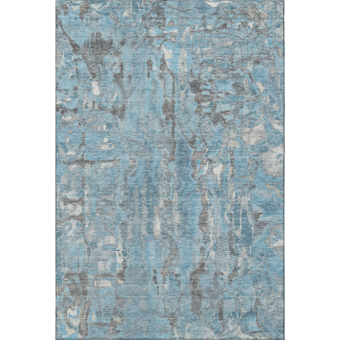 10' X 14' Abstract Washable Area Rug With UV Protection (718508) - Denim Blue / Gray