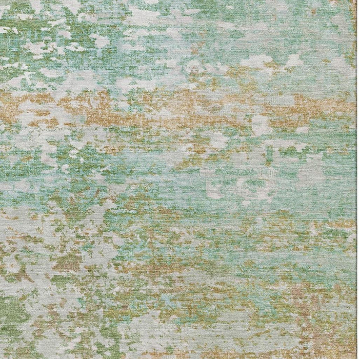 10' X 14' Abstract Washable Area Rug With UV Protection (704987) - Teal / Ivory / Copper