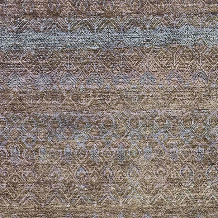 10' X 14' Striped Washable Area Rug With UV Protection (718049) - Brown / Blue