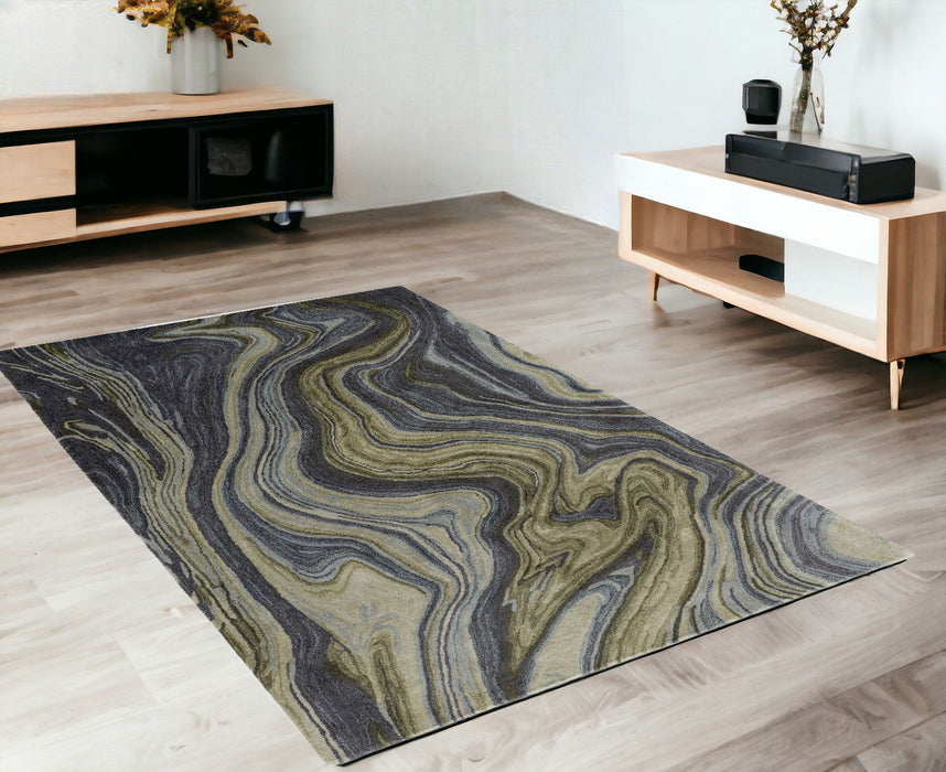 4' x 6' Abstract Hand Tufted Area Rug - Blue And Green