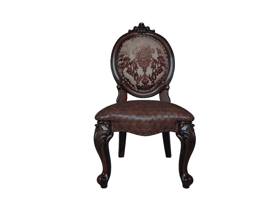 Tufted And Redwood Upholstered Faux Leather King Louis Back Dining Side Chairs (Set of 2) - Brown