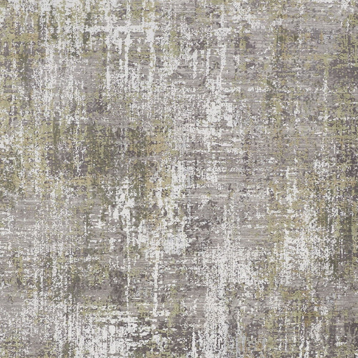 10' x 13' Abstract Area Rug With Fringe - Green Gray And Ivory