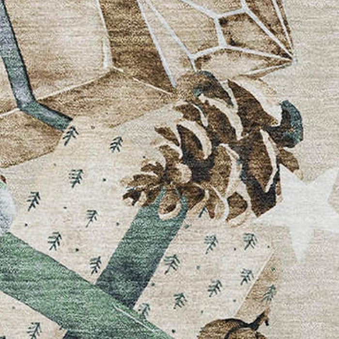 10' X 14' Geometric Washable Area Rug With UV Protection (702347) - Beige / Blue / Ivory