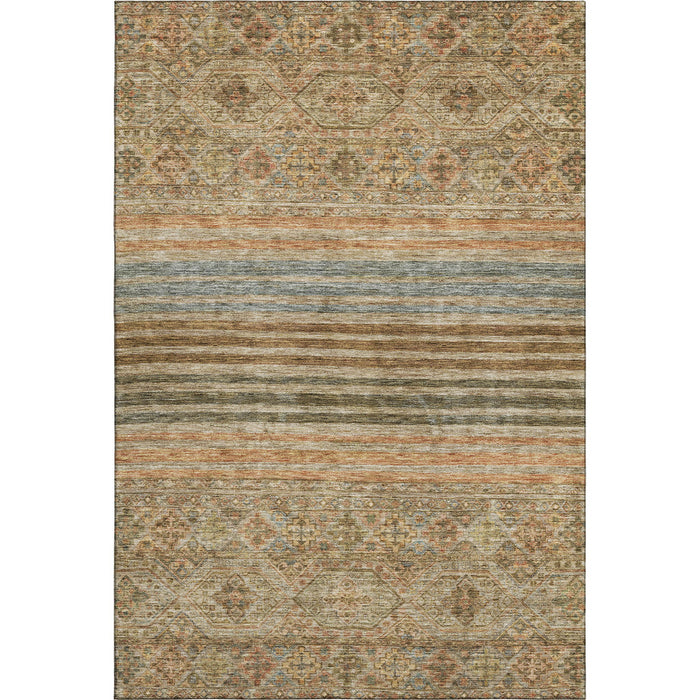 10' X 14' Striped Washable Area Rug With UV Protection (695738) - Copper / Beige / Brown
