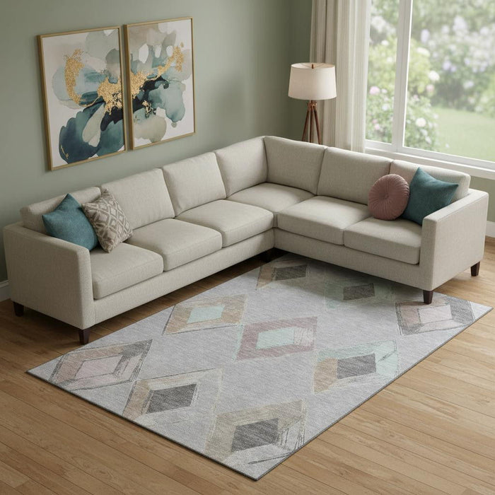 10' X 14' Geometric Washable Area Rug With UV Protection (710693) - Gray / Beige / Charcoal