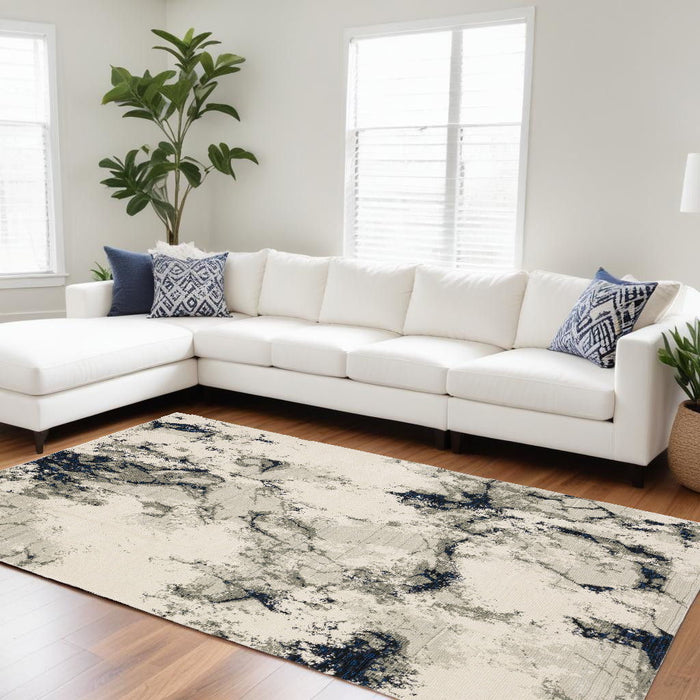 10' x 13' Abstract Power Loom Area Rug - Gray And Black