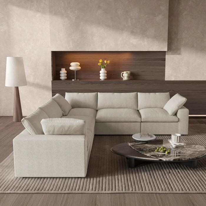 Blend Modular L Shaped Five Piece Corner Sectional - Khaki