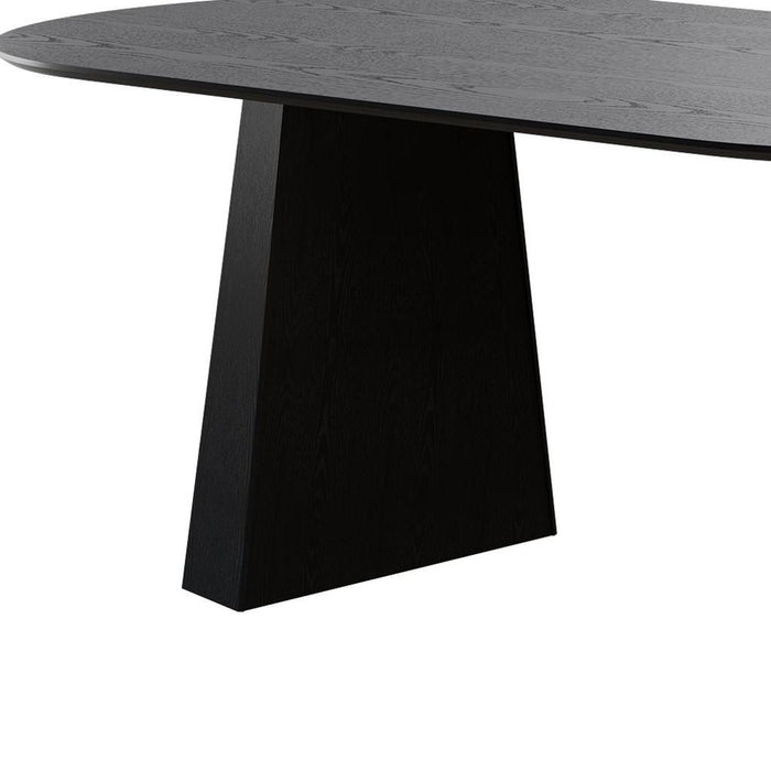 Wooden Double Pedestal Base Oval Dining Table - Black