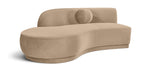 Meridian Furniture Avra 86-inch velvet upholstered stationary sofa with plush cushions and modern design.