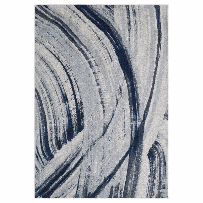 10' x 13' Abstract Strokes Modern Area Rug - Navy Ivory