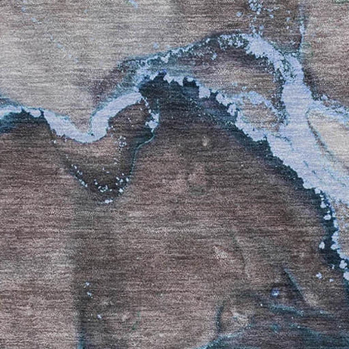 8' X 10' Abstract Washable Area Rug With UV Protection (647444) - Navy Blue / Gray