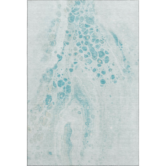 10' X 14' Abstract Washable Area Rug With UV Protection (708577) - Teal / Ivory