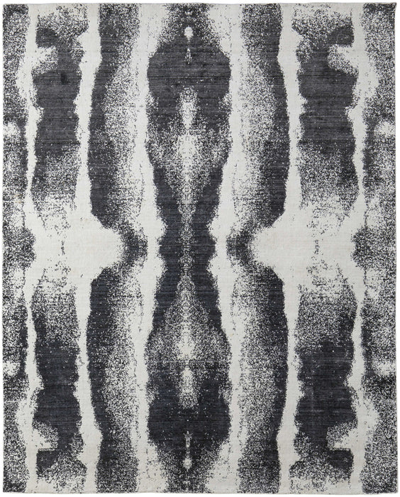 8' x 10' Abstract Hand Woven Area Rug - Black And White