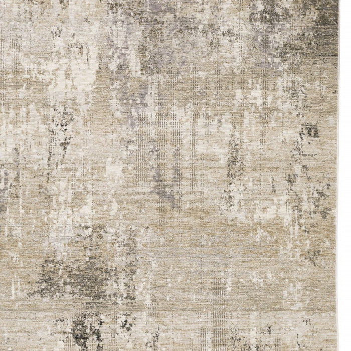 9.8' x 12.9' Abstract Power Loom Stain Resistant Area Rug - Beige Grey Ivory Tan And Brown