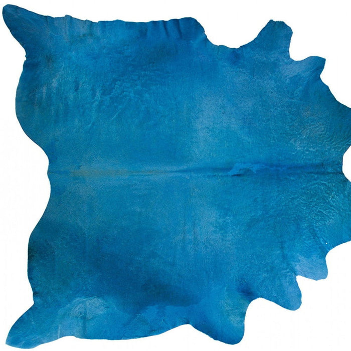 5' x 7' Cowhide Cowhide Handmade Area Rug - Blue