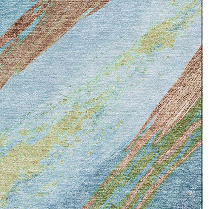 10' X 14' Abstract Washable Area Rug With UV Protection (715519) - Blue / Copper