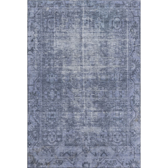 10' X 14' Oriental Washable Area Rug With UV Protection (691956) - Navy Blue / Silver