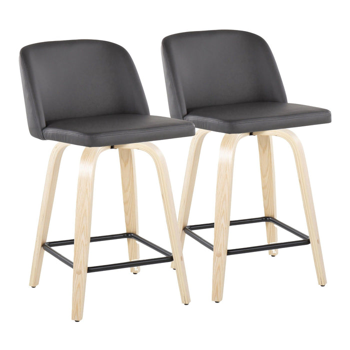 Toriano - 24" Fixed-Height Counter Stool (Set of 2) - Natural & Black Square Base