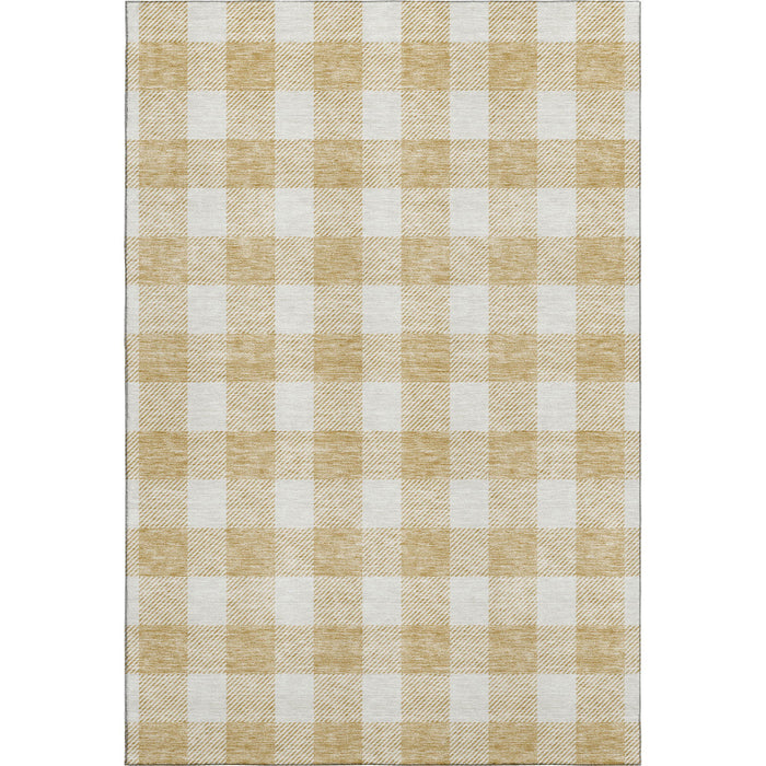 10' X 14' Plaid Washable Area Rug With UV Protection (673369) - Gold / Ivory